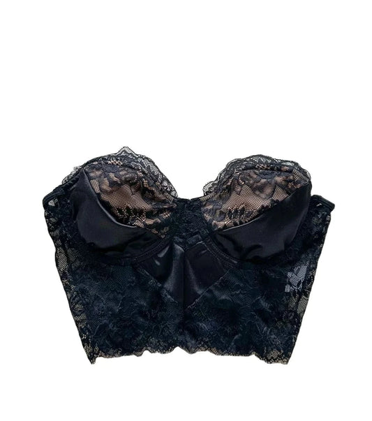 Women Sexy Black Lace Floral Bustiers Tube Tops Summer Sleeveless Backless Off Shoulder