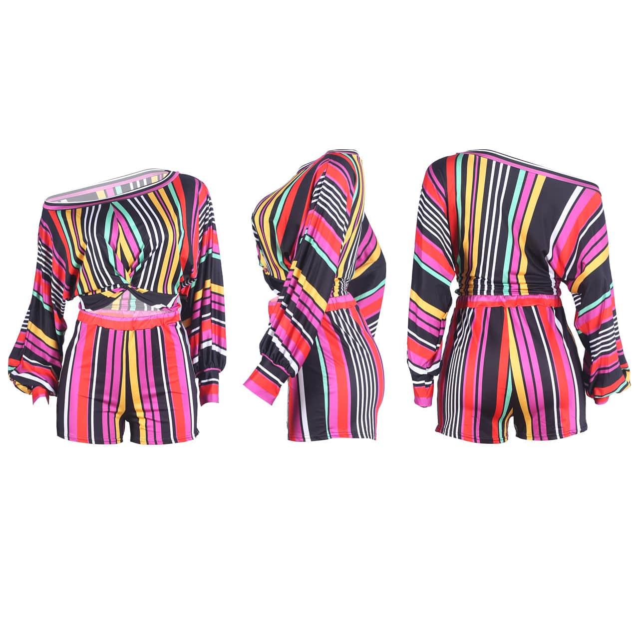 Women Sexy Long Sleeve Jumpsuits Colorful Printed Romper Bodycon Night Out Party Clubwear 2 Piece Outfits