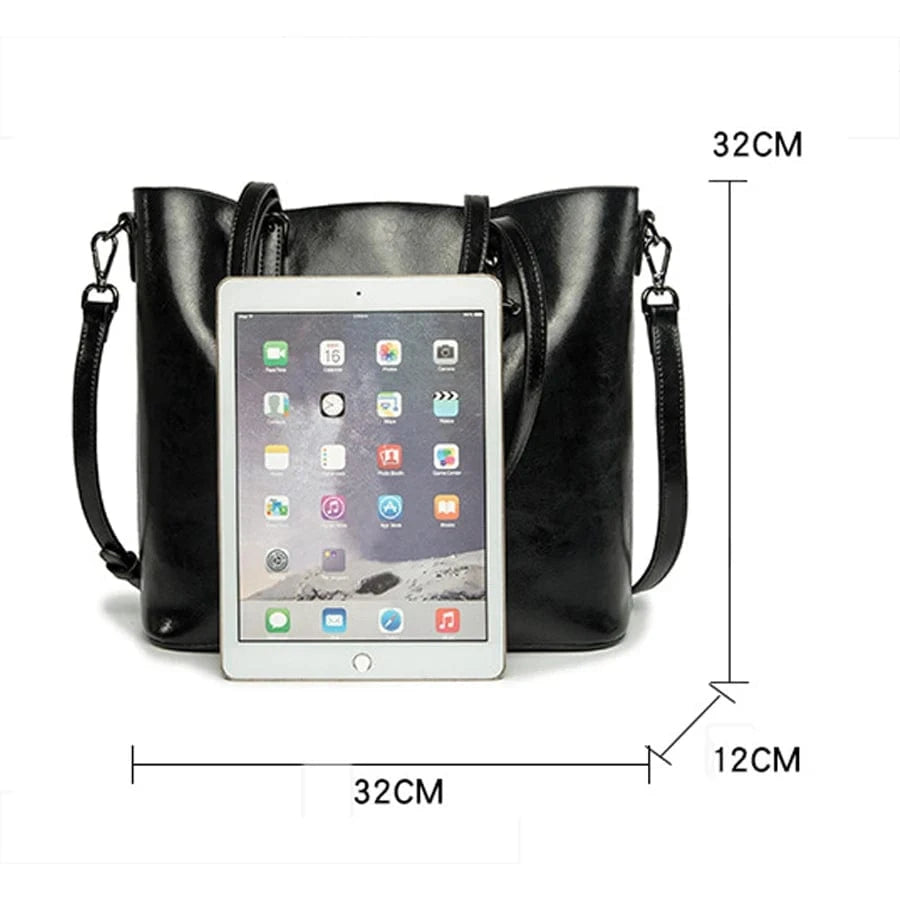 Women Shoulder Bag Fashion Women Handbags Oil Wax Leather Large Capacity Tote Bag Casual Messenger Bag