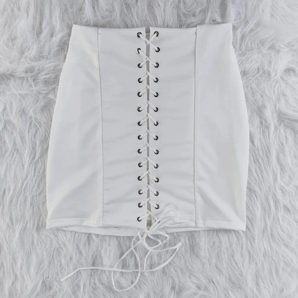 Women Skirt Outfits Plain Fashionable Fall Women Outfits Lace Up Drawstring Pencil Skirt Women Casual Woven Skirt Vintage