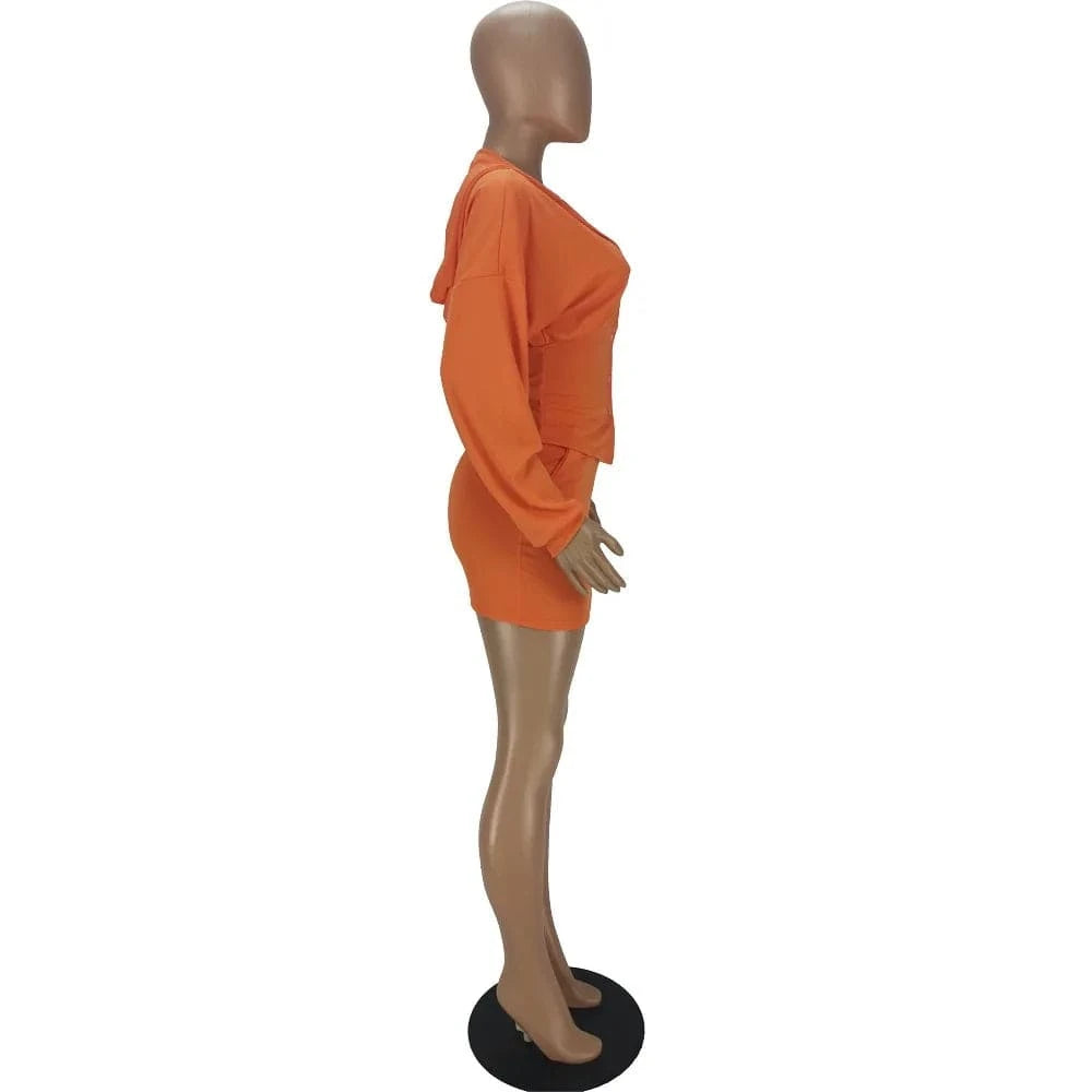 Women Skirt Sets Two Piece Outfits 2 Piece Women Set Skirt Plain Matching Hoodie Set Long Sleeve Fashionable Fall Women Outfits