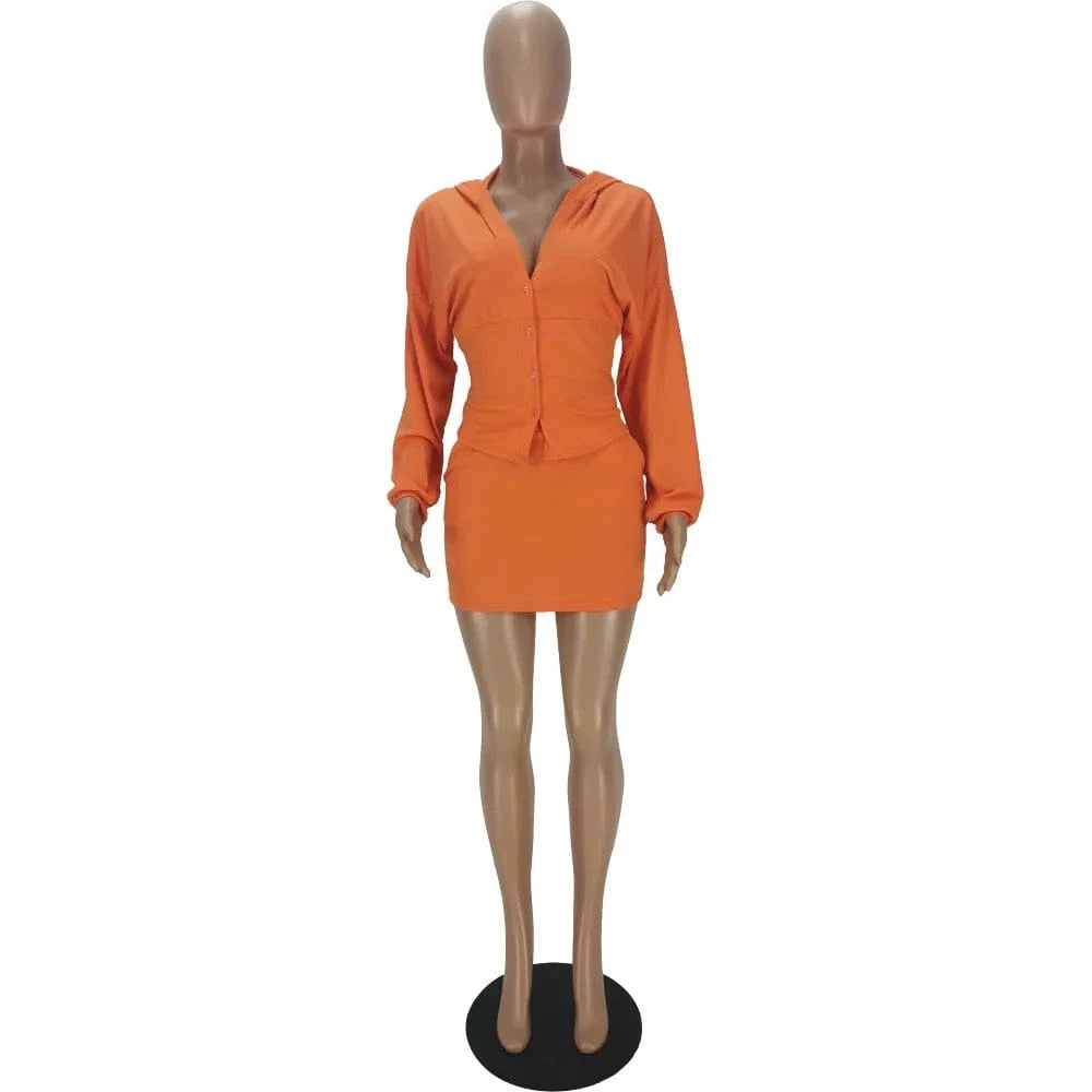 Women Skirt Sets Two Piece Outfits 2 Piece Women Set Skirt Plain Matching Hoodie Set Long Sleeve Fashionable Fall Women Outfits
