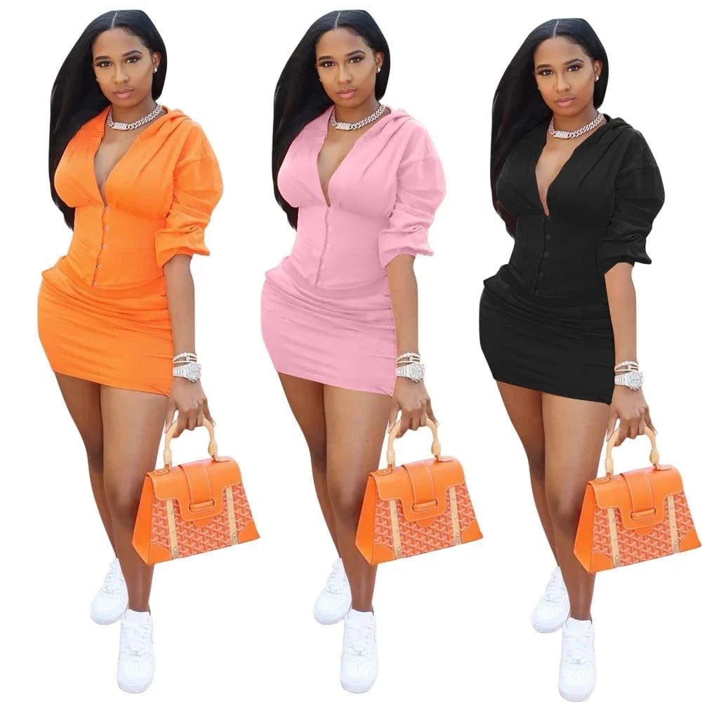 Women Skirt Sets Two Piece Outfits 2 Piece Women Set Skirt Plain Matching Hoodie Set Long Sleeve Fashionable Fall Women Outfits