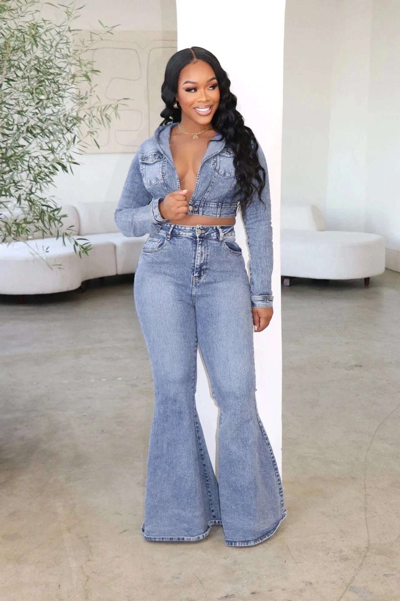 women street new ladys 2 pieces denim jean and jacket set for fall