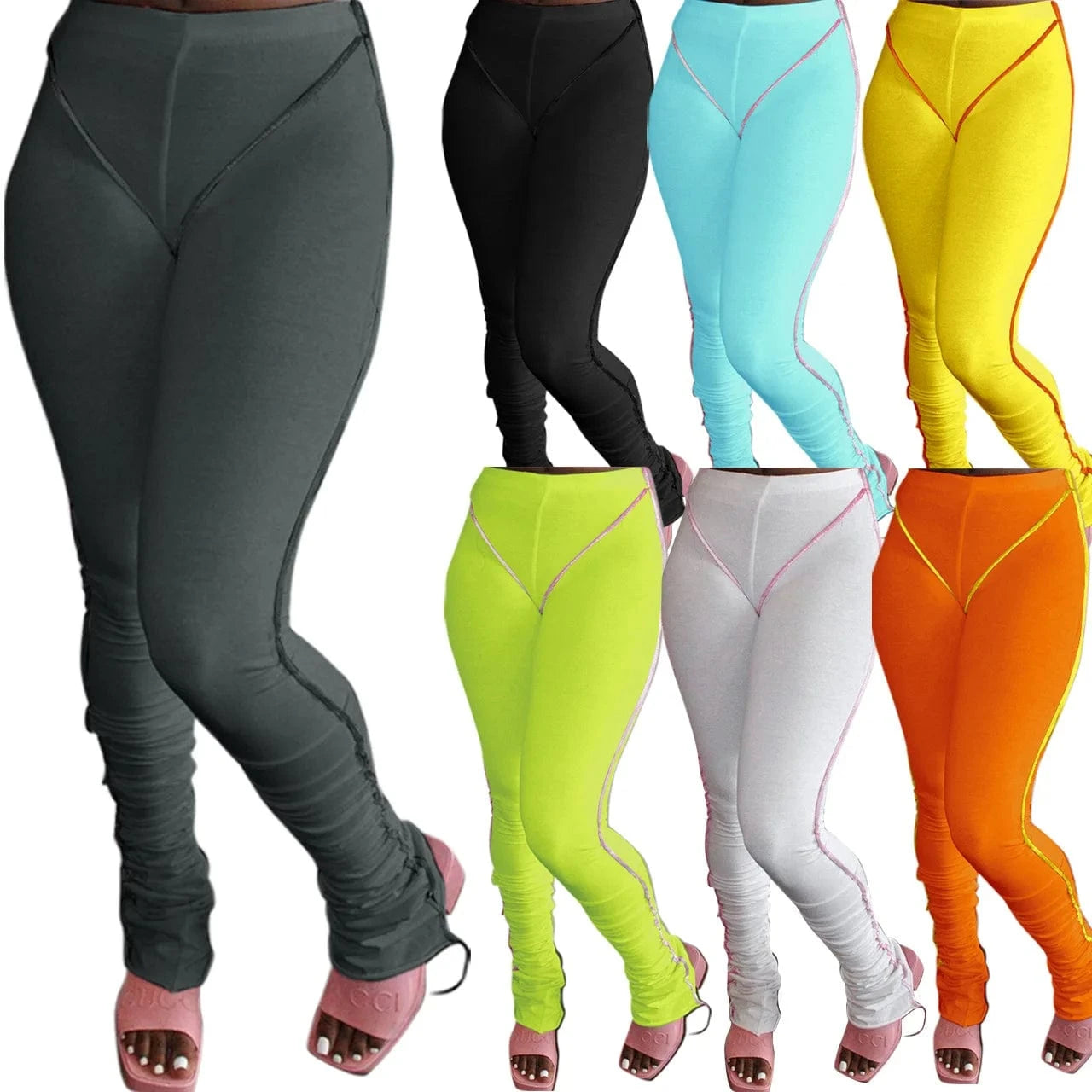 Women Trendy Fashionable Regular Fit Pants Cotton Blank Stacked Sweat Pants Track Jogger Pant