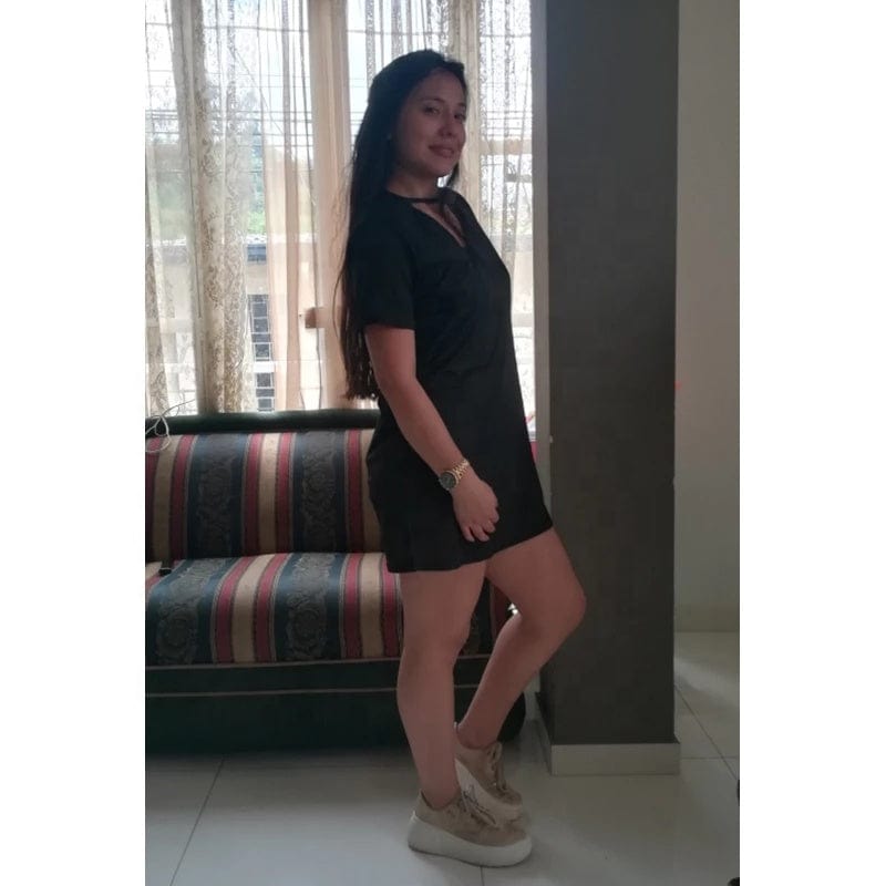 Women Tshirt Dress Choker Deep V-Neck Summer Dresses Mini T-Shirt Short Sleeve Ladies Casual Sexy Clothing Dropshipping