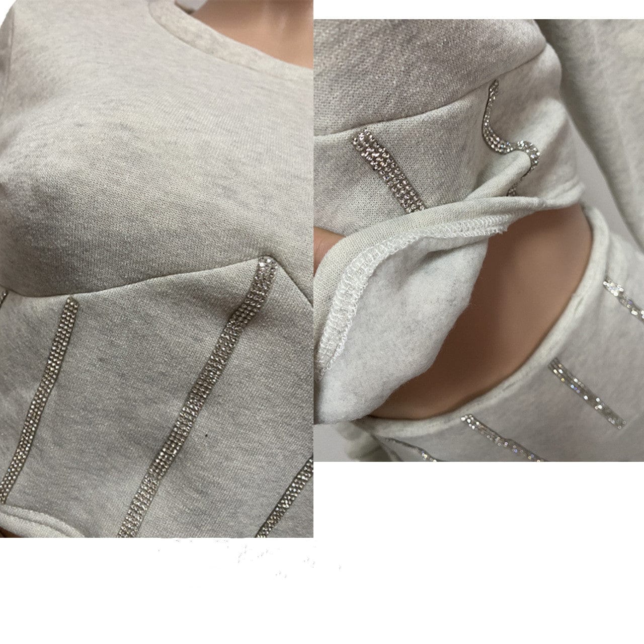 Women Two Piece Tracksuit Long Sleeve Crop Top Long Pants Outfits Jogger Sets Jumpsuit Sequined