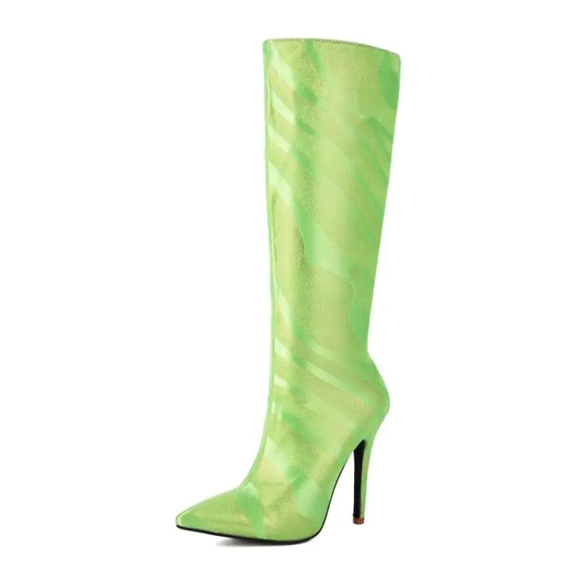 Women US10/EU42 / green New Material Botas Mujer Women Winter and Fall Shoes Knee High Heel Ladies Boots for Women Shoes