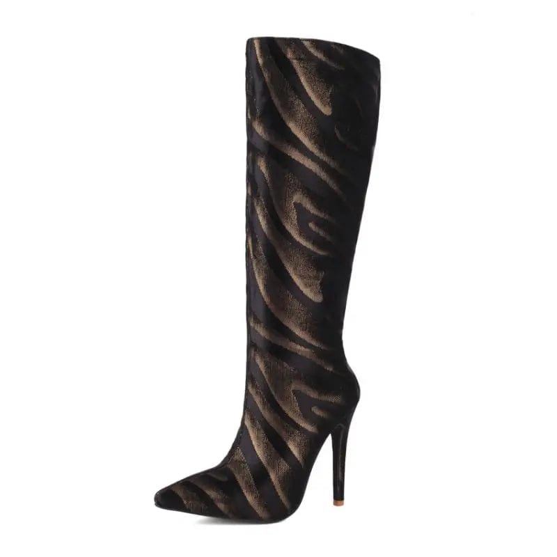 Women US12/EU44 / Black New Material Botas Mujer Women Winter and Fall Shoes Knee High Heel Ladies Boots for Women Shoes