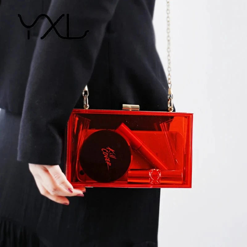 Women wedding party transparent box purses clear acrylic clutch