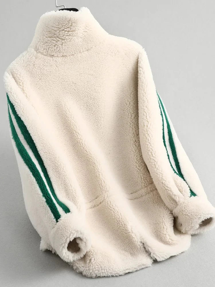 Women winter real wool fur over size warm jacket fur girl coat lady short jacket overcoat A59360