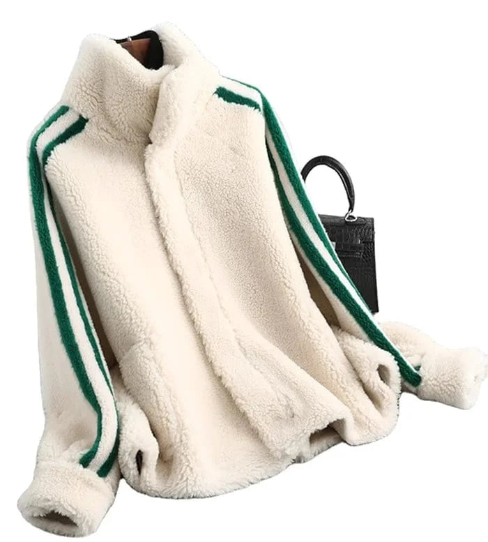 Women winter real wool fur over size warm jacket fur girl coat lady short jacket overcoat A59360