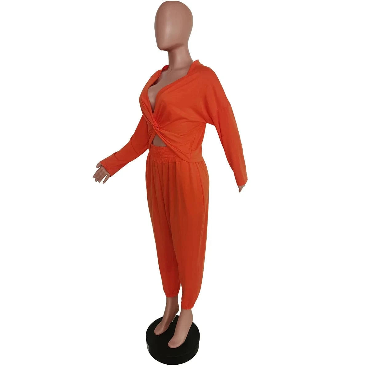 Women Winter Wear Wrap Crop Top Solid Two Piece Pants Set Fall 2pc Pants Set Plain Sweatshirt Suit Jogger Sweatsuit