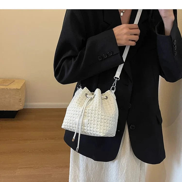 Woven Brand Bags for Women High Quality Leather Shoulder Bag Luxury Drawstring Bucket Handbags Designer Crossbody Bag