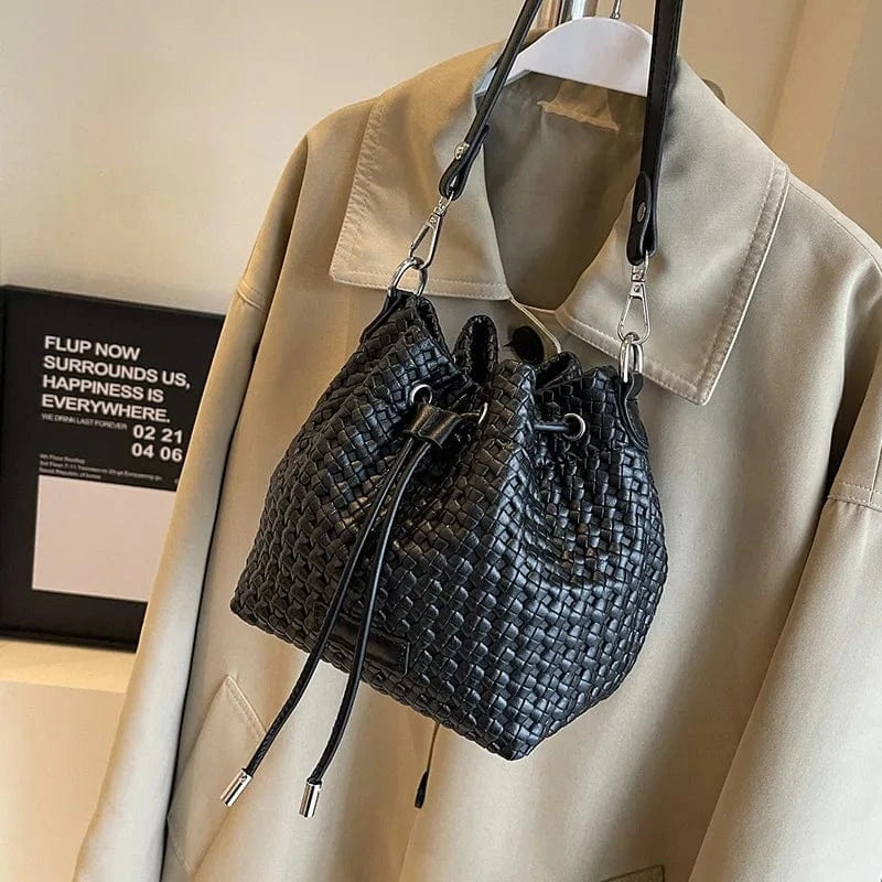 Woven Brand Bags for Women High Quality Leather Shoulder Bag Luxury Drawstring Bucket Handbags Designer Crossbody Bag
