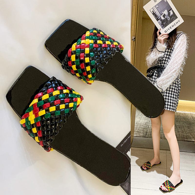 Woven upper colors slipper women sandals
