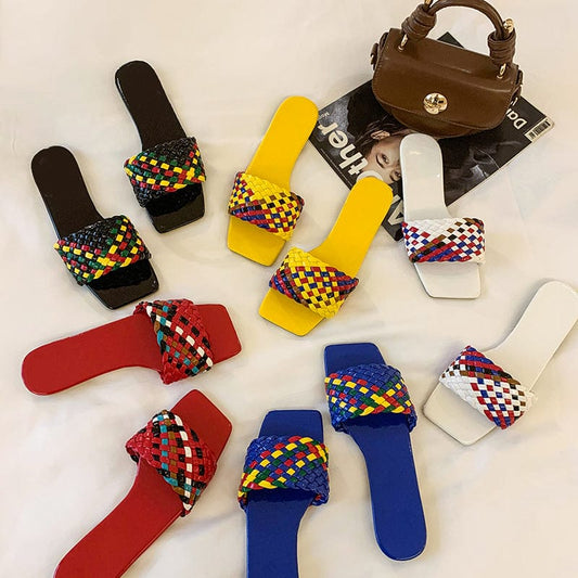 Woven upper colors slipper women sandals