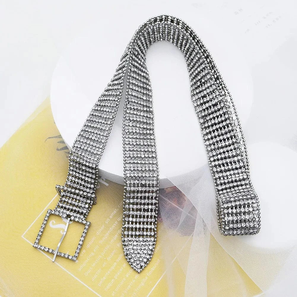 WS-J045 Rhinestone Square Buckle Belt  Women's Wear Accessories Wedding Banquet Waist Chain