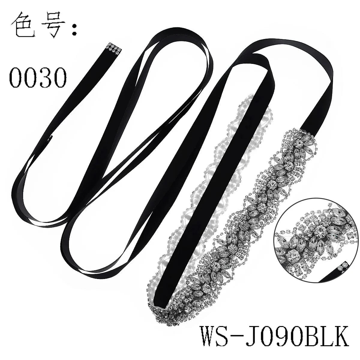 WS-J090BLK Luxury Classic Belts Ladies Waistband Floral Wedding Party Bride Waist Chain Women Rhinestone Bridal Belt