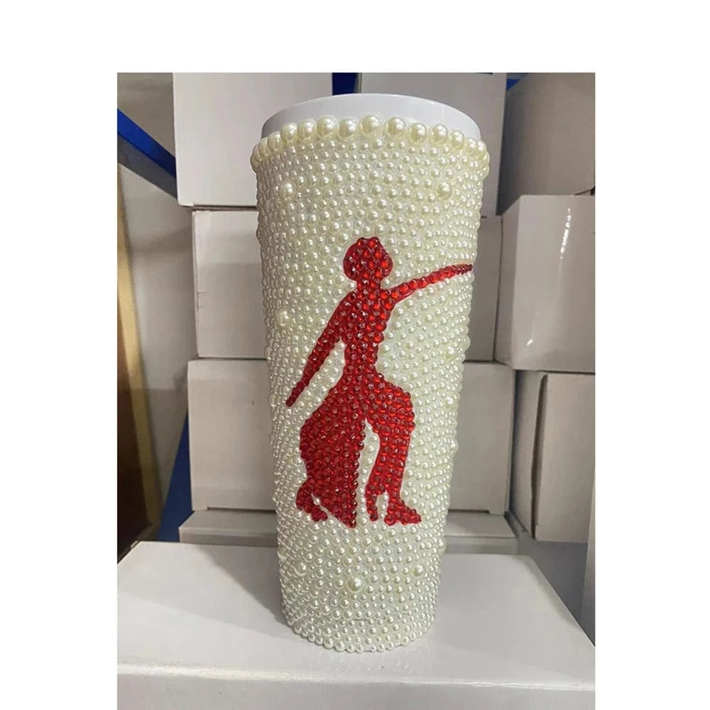 xhp Chi Eta Phi Greek Letters Full Rhinestone Stainless Steel Reusable Tumbler with Lid and Straw Cup Water Ice Coffee Any Drink
