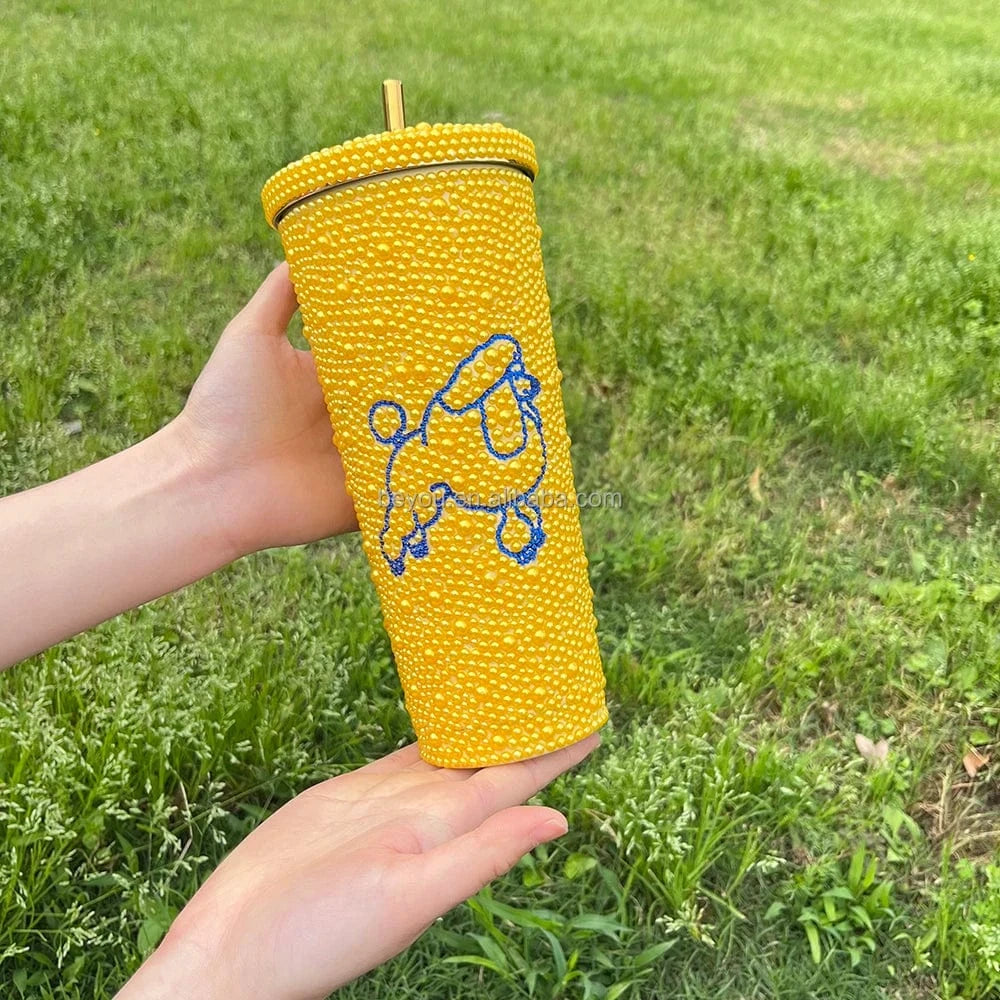 xhp Chi Eta Phi Greek Letters Full Rhinestone Stainless Steel Reusable Tumbler with Lid and Straw Cup Water Ice Coffee Any Drink