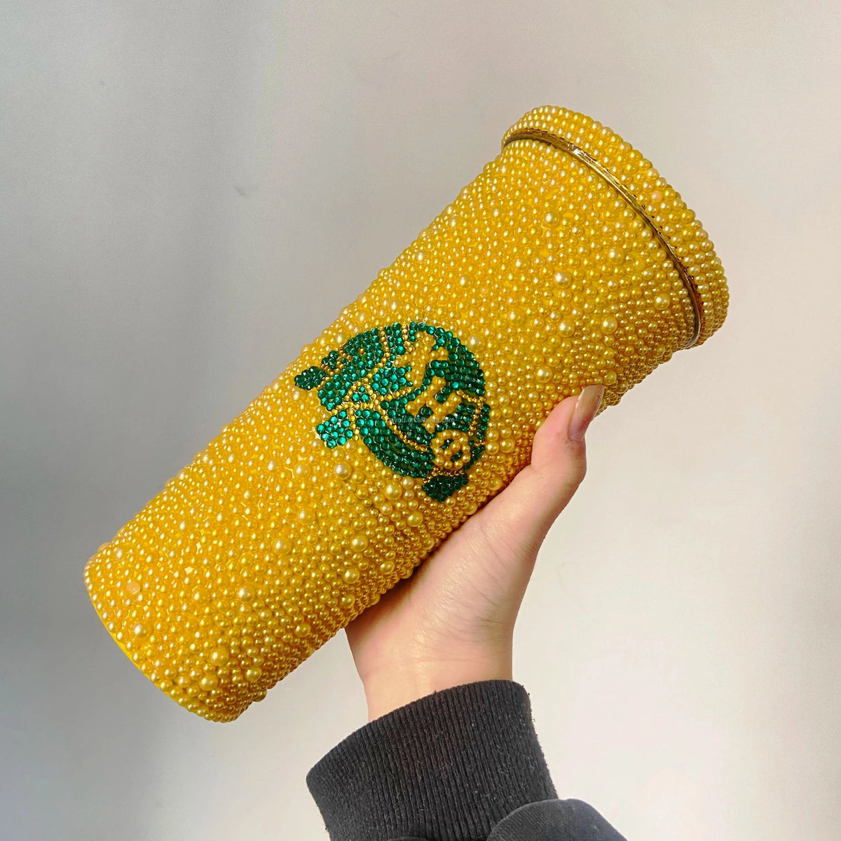 xhp Chi Eta Phi Greek Letters Full Rhinestone Stainless Steel Reusable Tumbler with Lid and Straw Cup Water Ice Coffee Any Drink