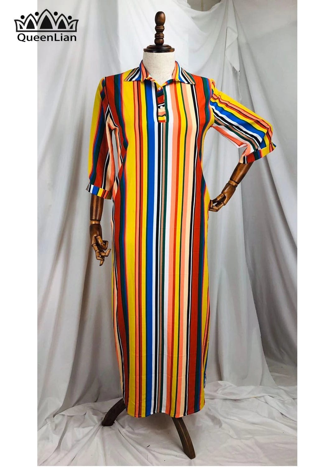 XL / 2 New Fashion Shirt Collar African Chiffon Loose Long Dashiki Traditional Party Dress For Lady