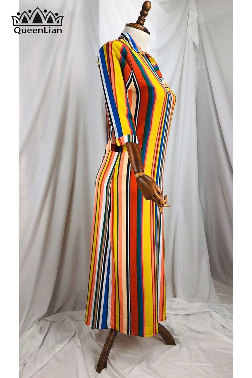 XL / 3 New Fashion Shirt Collar African Chiffon Loose Long Dashiki Traditional Party Dress For Lady