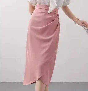 XL / 3 S-XL French niche pleated design high waisted skirt Elegant split buttocks skirt