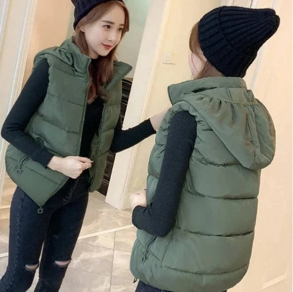 XL 47.5-52.5KG / Color 1 Liu Ming Dropshipping Products 2024 Autumn Winter Women Casual Warm Sleeveless Solid Color Hoodie Jacket Thick Waistcoat