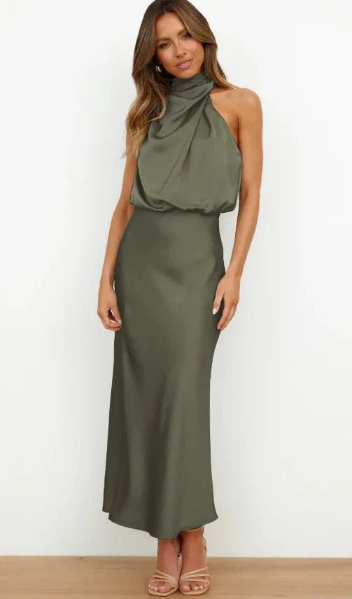 XL / 5 High Quality Satin Sleeveless Dress Fashion Elegant Celebrity Light Evening Women's Dress