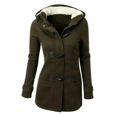 XL / Army Green D0702DJ04 2023 New Design Winter Plus Size Hoodie Horn Button Pockets Women Jackets And Coats Sehe Fashion