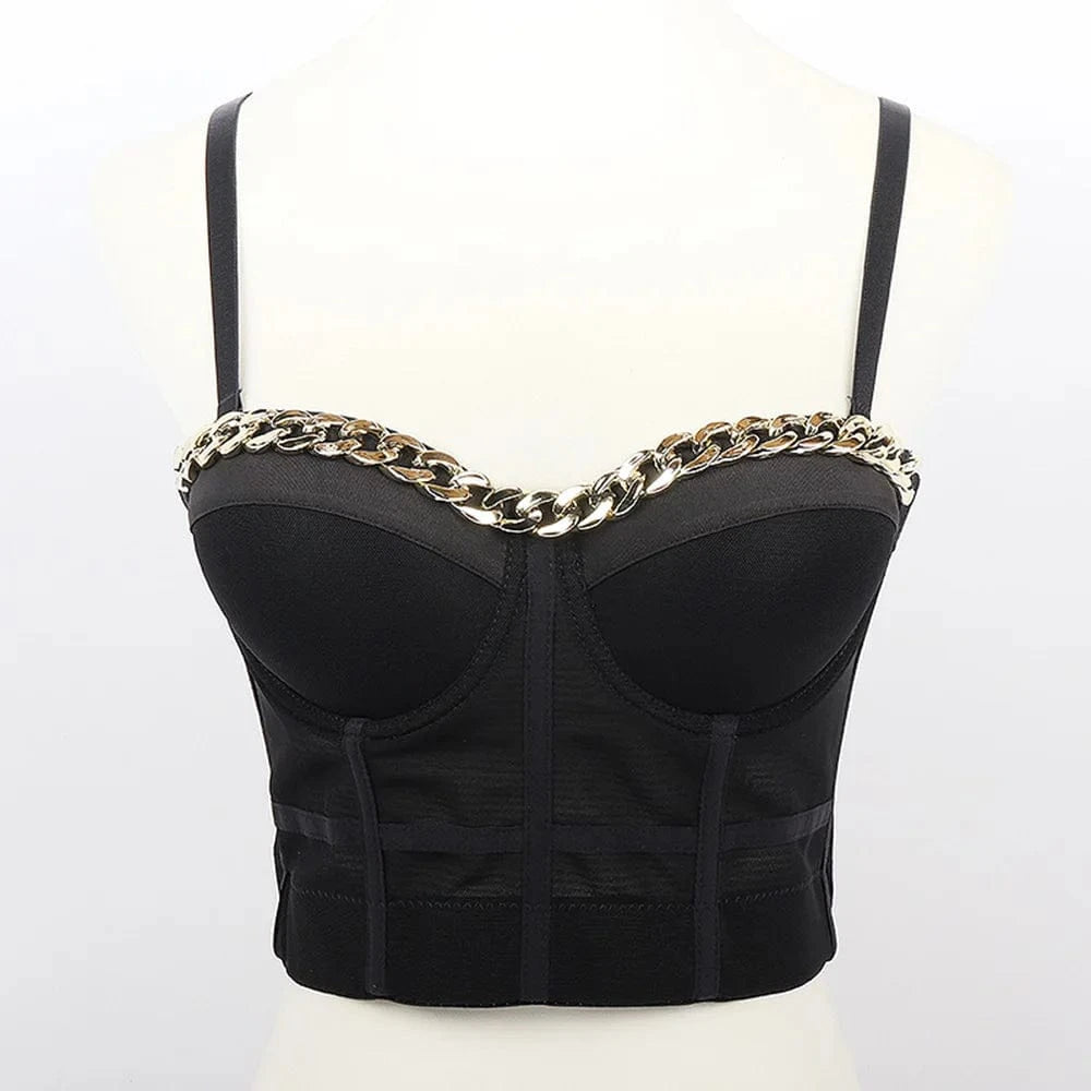 XL / Black Factory wholesale sexy underwear chain bra women's tight top