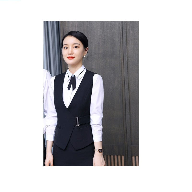 XL / Black for Women OEM Candy Colors Men And Women Vest Elegant Waistcoat Gilet V-Neck Business Career Ladies Tops office Formal Work Wear Outerwear