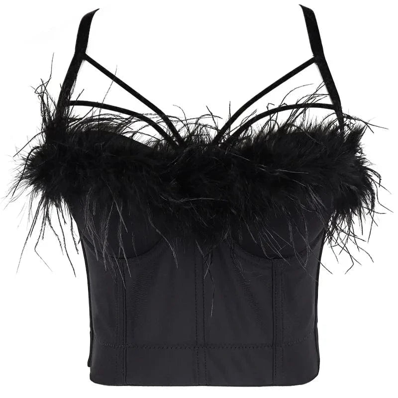 XL / Black High quality wholesale sexy underwear feather Bra Black and white transparent women's top