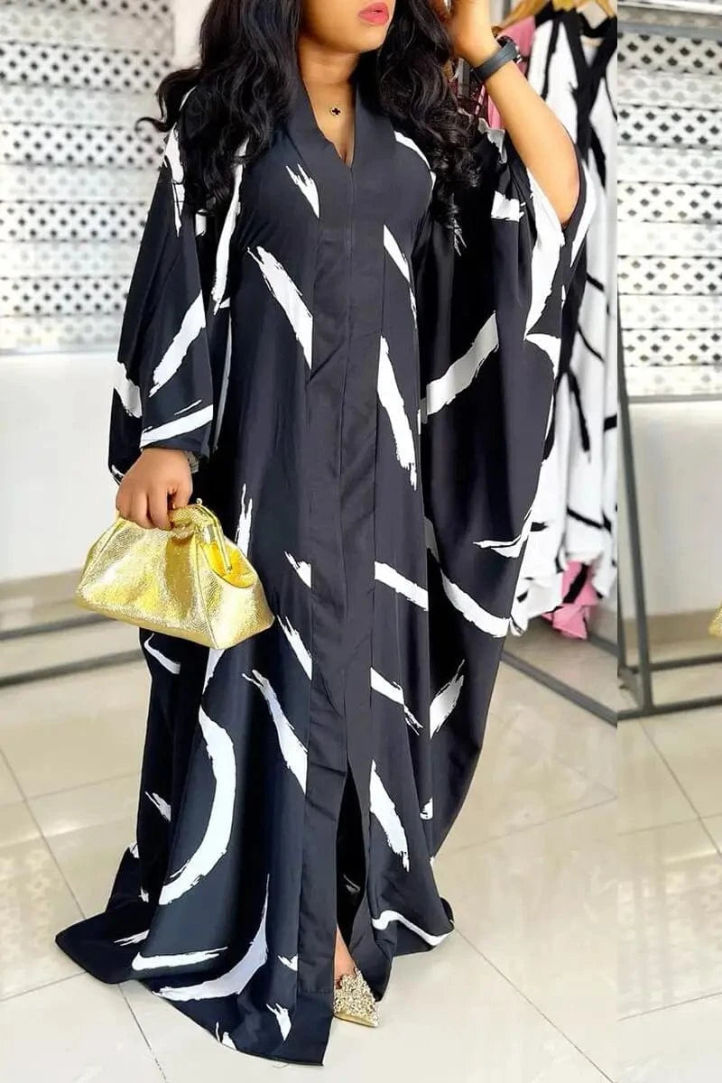 XL / Black Ladies loose wing sleeves party dresses spring women large swing dresses for ladies