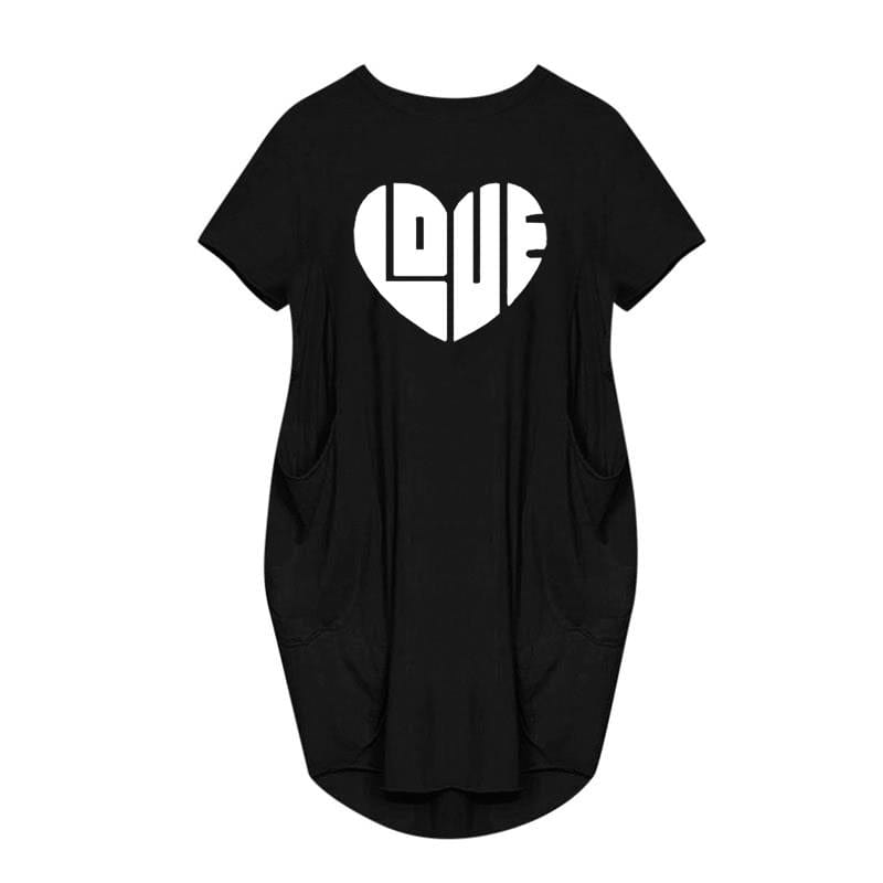 XL / black women clothing short sleeve summer dress lounge wear vestidos Loves cotton dresses for women European Clothing