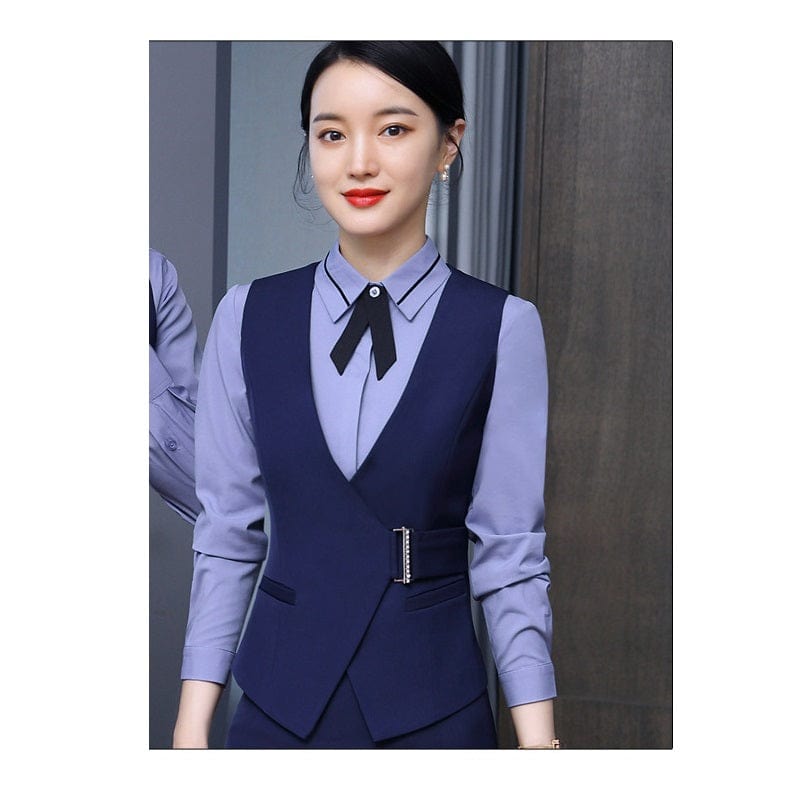 XL / Blue for Women OEM Candy Colors Men And Women Vest Elegant Waistcoat Gilet V-Neck Business Career Ladies Tops office Formal Work Wear Outerwear