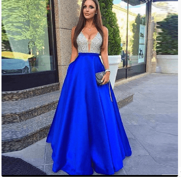 XL / Blue High Quality Women Dresses Party Wear Night Dinner Prom Ball Dresses Cheap Royal Blue Long Evening Dresses