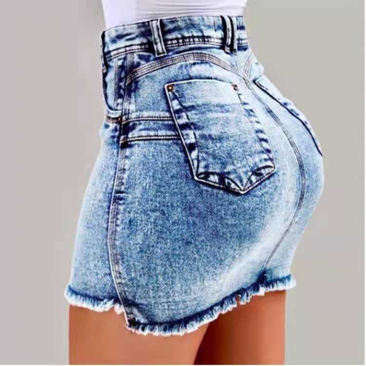 XL / Blue Summer Girls High Waist Denim Shorts Jeans Women Shorts  Push Up Skinny Slim Denim Short Skirts and Hot sale
