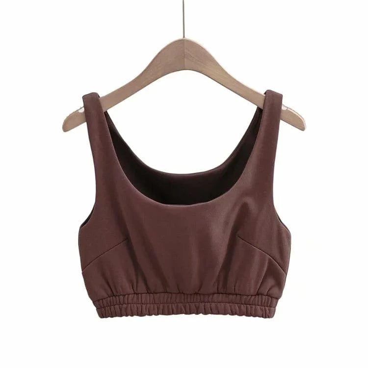 XL / Brown bra High Quality Custom Logo Cotton French Terry Women Crop Top And Biker Short And Sports Jogger And Zip Up Hoodie For Women's sets