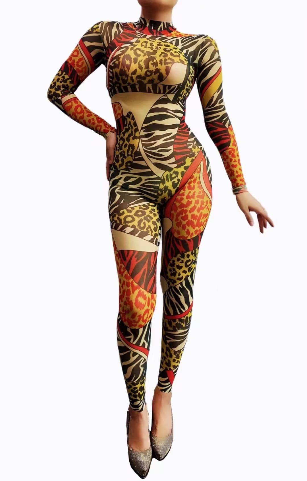 XL / Brown Monos Mujer 2022 Designer Clothes Leopard Print Long Sleeve Bodysuit Pole Dance Leotard Bodycon Rompers Women One Piece Jumpsuit