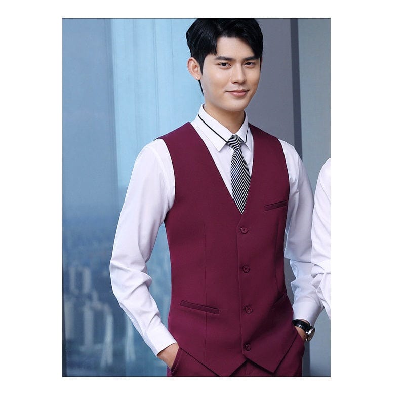 XL / Burgundy for Men OEM Candy Colors Men And Women Vest Elegant Waistcoat Gilet V-Neck Business Career Ladies Tops office Formal Work Wear Outerwear