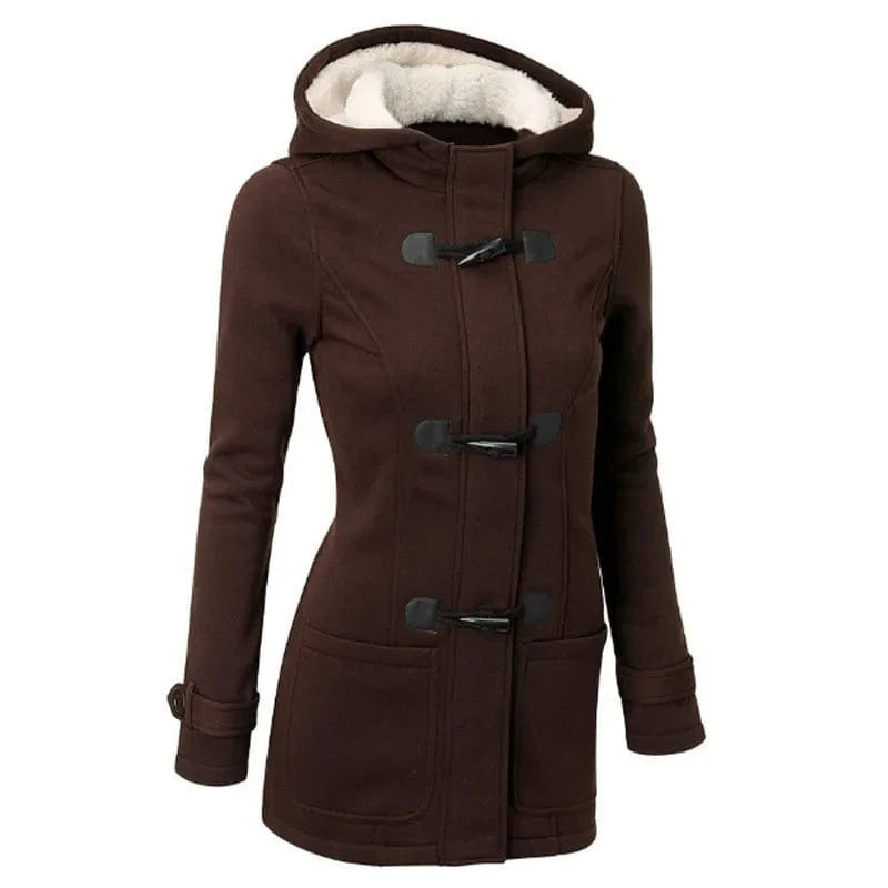 XL / coffee D0702DJ04 2023 New Design Winter Plus Size Hoodie Horn Button Pockets Women Jackets And Coats Sehe Fashion