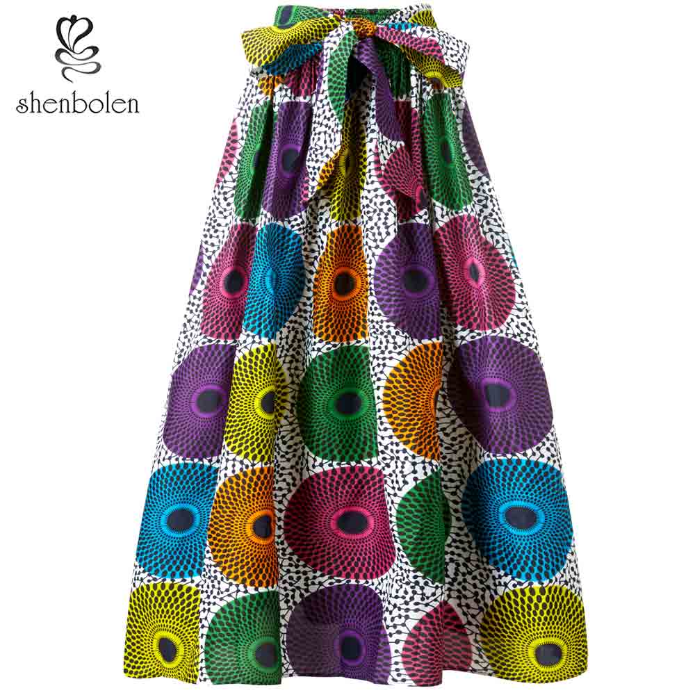 XL / color 5 African Traditional Women African Kitenge Print Long Designs ethnic Clothing Dashiki Maxi Skirts For African Women