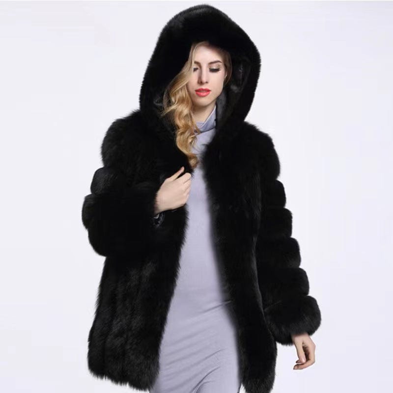 XL / color2 2022Classic Design European Hooded Fashion Real Fox Fur Long Coat