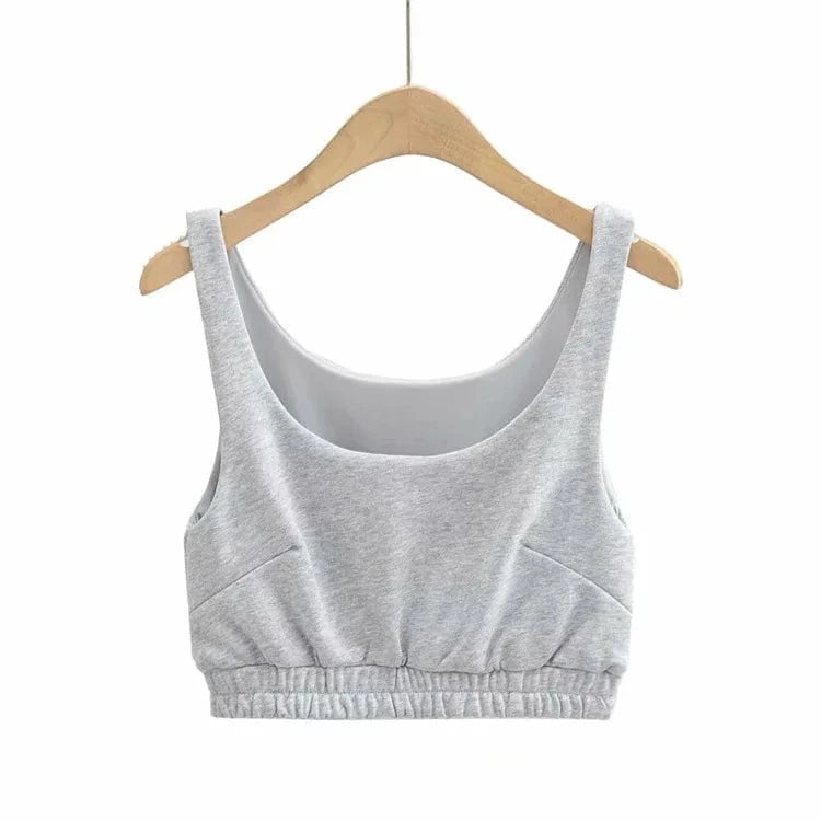 XL / Gray bra High Quality Custom Logo Cotton French Terry Women Crop Top And Biker Short And Sports Jogger And Zip Up Hoodie For Women's sets