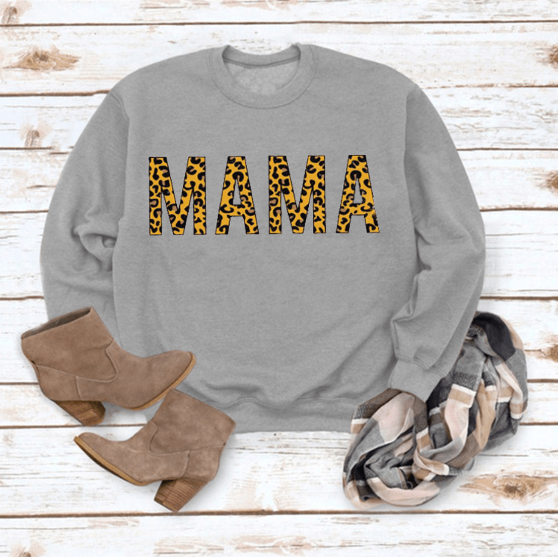 XL / Gray Mama Sweatshirt Women Cute Leopard Funny Letter Print Mom Blouse Tops Casual Long Sleeve Vacation Shirts Tops