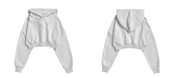 XL / Gray New arrivals fashion outwork Bulk Wholesale custom embroidery blank cotton french terry oversized cropped top hoodie for women