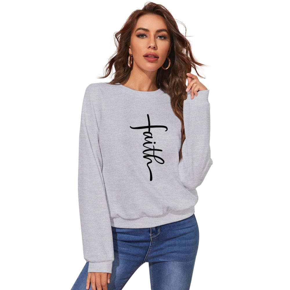 XL / Gray Womens Fall Clothing 2022 Women Loose Offset Pyrography Sweatshirt